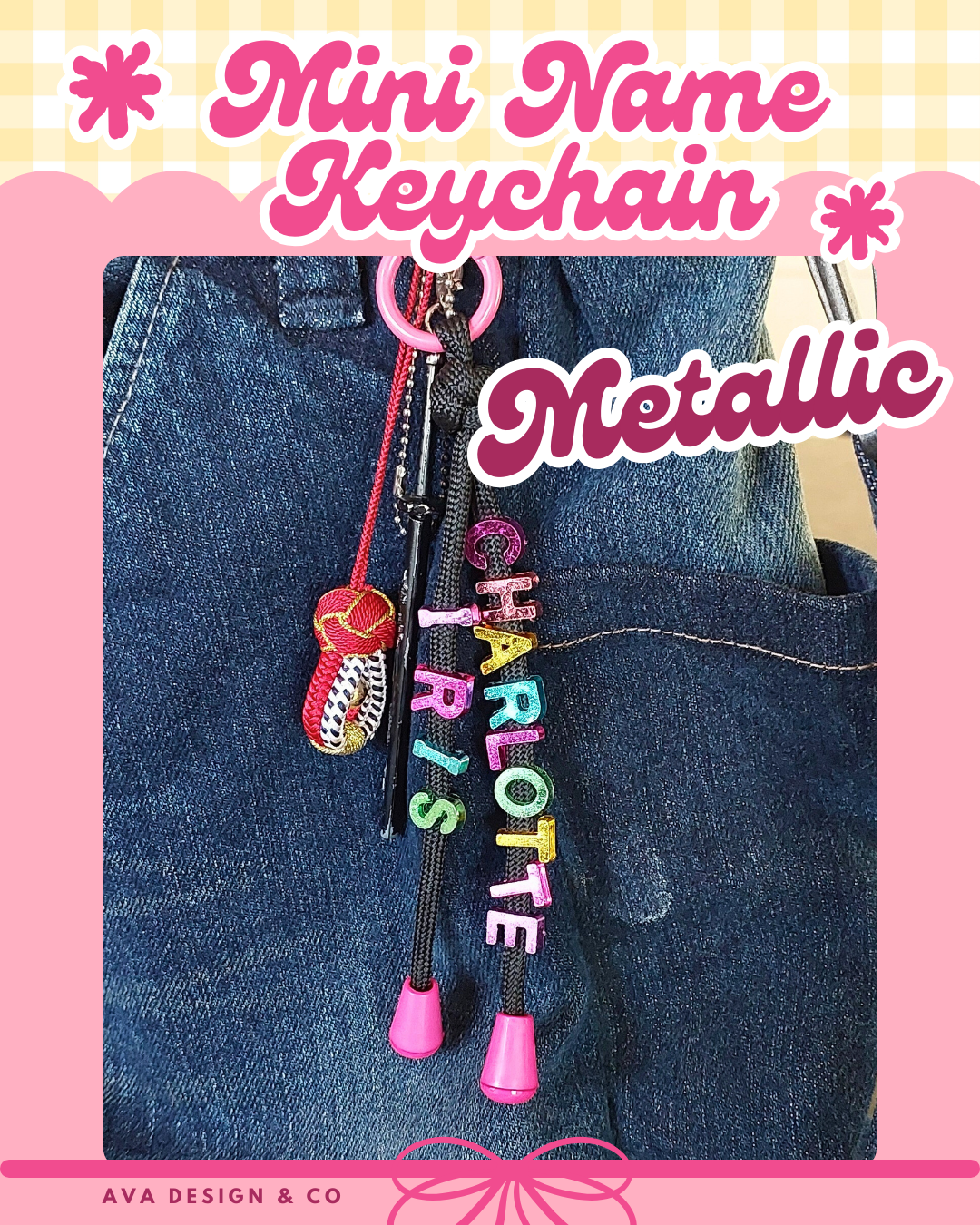 Personalized Mini Name Keychain – Metallic ✨
