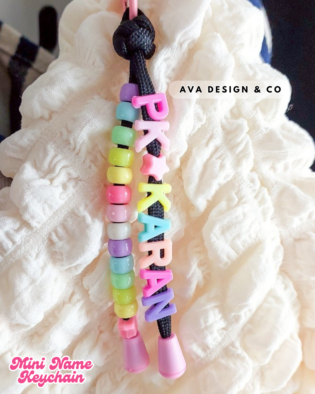 Personalized Mini Name Keychain – Pastel 🌸